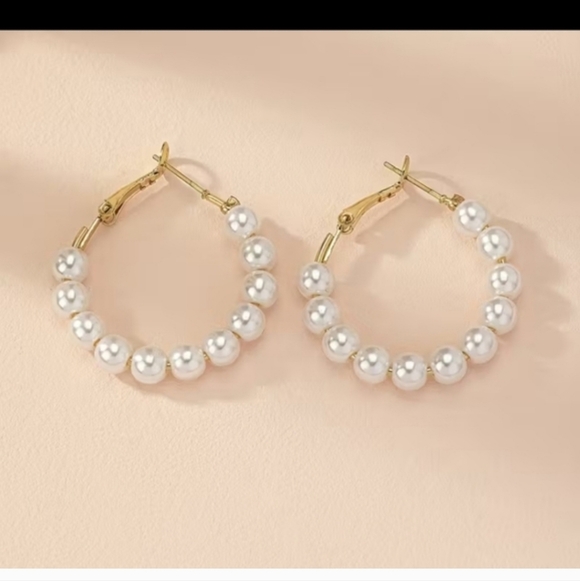 Jewelry - Pearl Hoop Earrings
